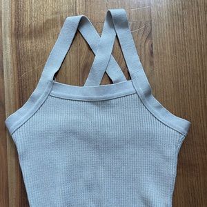 Reformation tan cross back tank